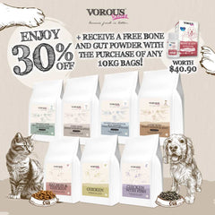 30% OFF + FREE SUPPLEMENT w 10kg: Vorous Chicken With Rice Adult Dry Cat Food