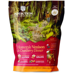 15% OFF: Addiction Homestyle Venison & Cranberry Dinner Raw Alternative Dog Food 2lb