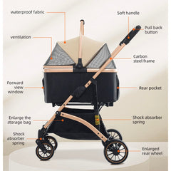 BNDC Pet Stroller 301 For Cats & Dogs (Black)