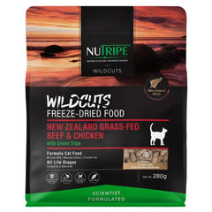 Nutripe Wildcuts NZ Grass-Fed Beef & Chicken with Green Tripe Freeze-Dried Raw Cat Food 280g