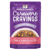 Stella & Chewy's Carnivore Cravings Savory Shreds Tuna & Pumpkin In Broth Grain-Free Pouch Cat Food 2.8oz
