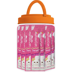 Aatas Cat Creme Puree Chicken With Surimi Grain-Free Liquid Cat Treats 50pc