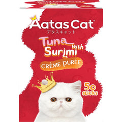 Aatas Cat Creme Puree Tuna With Surimi Grain-Free Liquid Cat Treats 50pc