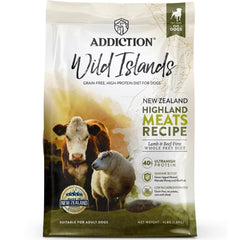 15% OFF/FREE TREATS: Addiction Wild Islands Highland Meats Lamb & Beef Grain Free Dry Dog Food