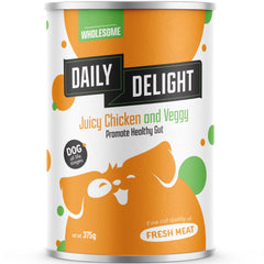 20% OFF (Exp 7Mar26): Daily Delight Juicy Chicken And Veggy Canned Dog Food 375g