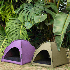 Furrytail Little Glamper Tent Olive Green Bed For Cats & Dogs