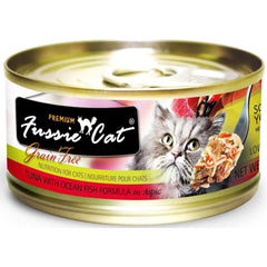 Fussie Cat Premium Tuna With Ocean Fish In Aspic Grain-Free Canned Cat Food 80g
