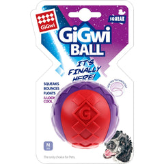 GiGwi Squeaky Ball Dog Toy (Red/Purple)