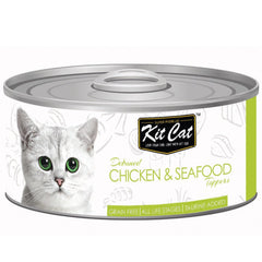 Kit Cat Deboned Chicken & Seafood Toppers Grain-Free Canned Cat Food 80g