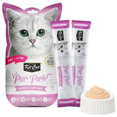 Kit Cat Purr Puree Salmon & Goat Milk Liquid Cat Treats 5x15g