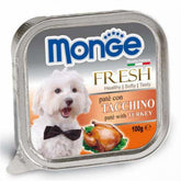 Monge Fresh Turkey Pate with Chunkies Tray Dog Food 100g