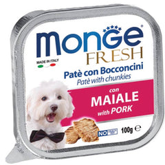 Monge Fresh Pork Pate with Chunkies Tray Dog Food 100g