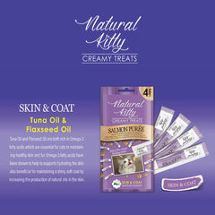 Natural Kitty Functional Skin & Coat Care Salmon Purée Creamy Liquid Cat Treats 48g