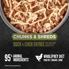 ORIJEN Chunks & Shreds Duck & Liver Entree In Bone Broth Canned Cat Food