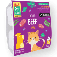 PetCubes Raw Beef Frozen Cat Food 1.28kg