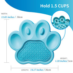 PetDreamHouse PAW 2-In-1 Interactive Slow Feeder For Cats & Dogs (Blue Paw)