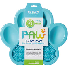 PetDreamHouse PAW 2-In-1 Interactive Slow Feeder For Cats & Dogs (Blue Paw)