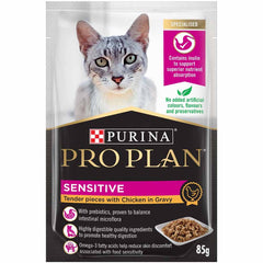 Pro Plan Sensitive Tender Chicken In Gravy Adult Pouch Cat Food 85g x 12