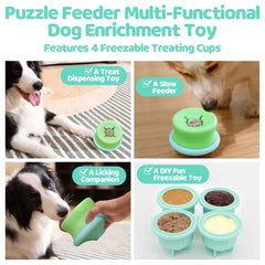 Puzzle Feeder Lickpop Green Interactive Treat Dispensing Dog Toy