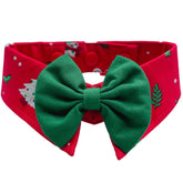 RuffCo Handcrafted Bowtie Button Collar For Cats & Dogs (Red Christmas)