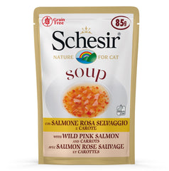 Schesir Soup With Wild Pink Salmon & Carrots Grain-Free Pouch Cat Food 85g