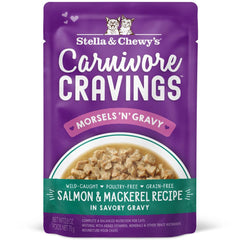 Stella & Chewy's Carnivore Cravings Morsels 'N' Gravy Salmon & Mackerel Grain-Free Pouch Cat Food 2.8oz