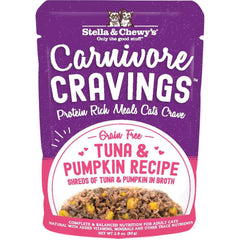 Stella & Chewy's Carnivore Cravings Savory Shreds Tuna & Pumpkin In Broth Grain-Free Pouch Cat Food 2.8oz