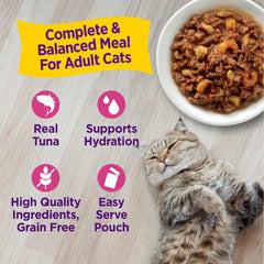 $1 OFF: Wellness Appetizing Entrees Flaked Tuna, Mackerel & Shrimp Adult Pouch Cat Food 1.4oz