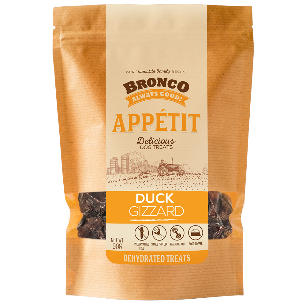 $3 OFF: Bronco Appetit Duck Gizzard Dehydrated Dog Treats 90g