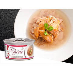 Cherie Flaked Yellowfin Mix Skipjack Tuna With Wild Salmon Entr‚àö¬©es In Gravy Canned Cat Food 80g