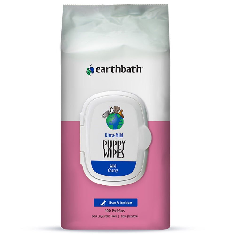 Earthbath Wild Cherry Ultra-Mild Puppy Wipes 100pc