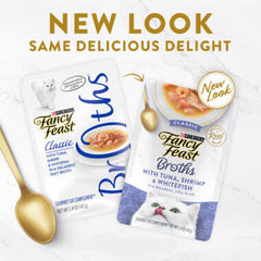 12% OFF: Fancy Feast Classic Broths Tuna, Shrimp & Whitefish Pouch Cat Food 40g x 16