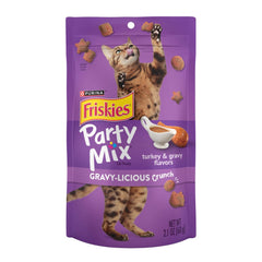15% OFF: Friskies Party Mix Gravy-licious Crunch Turkey & Gravy Cat Treats 60g