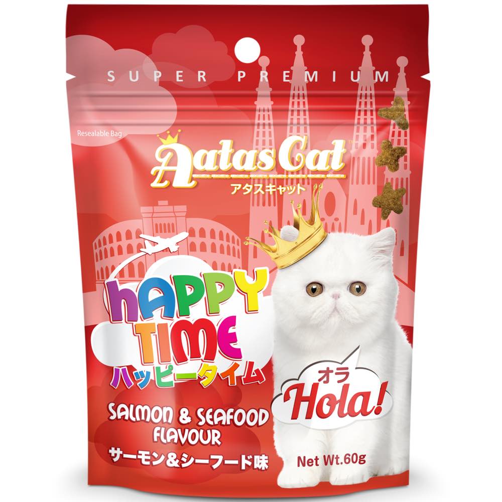 Aatas Cat Happy Time Hola! Salmon & Seafood Cat Treats 60g