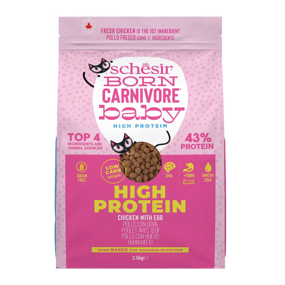 33% OFF: Schesir Born Carnivore Chicken with Egg Oven Baked Dry KITTEN Food