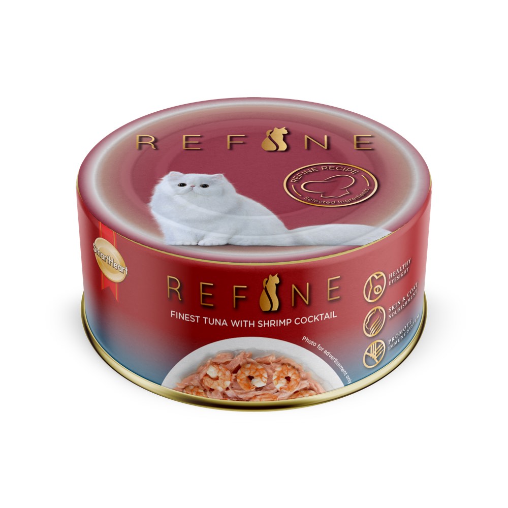 10% OFF: Smartheart Refine Finest Tuna With Shrimp Cocktail Canned Cat Food 80g