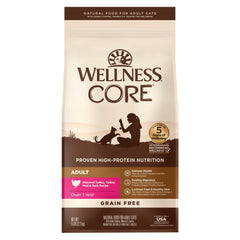 $15 OFF 5lb (Exp 21Mar26): Wellness CORE Adult Turkey, Turkey Meal & Duck Grain-Free Dry Cat Food