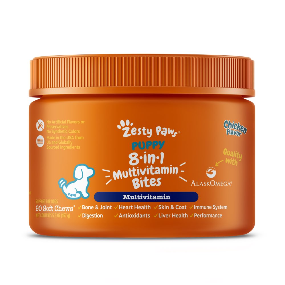 Zesty Paws Puppy 8-in-1 Bites Multivitamin Chicken Flavor Dog Supplement Chews 90ct