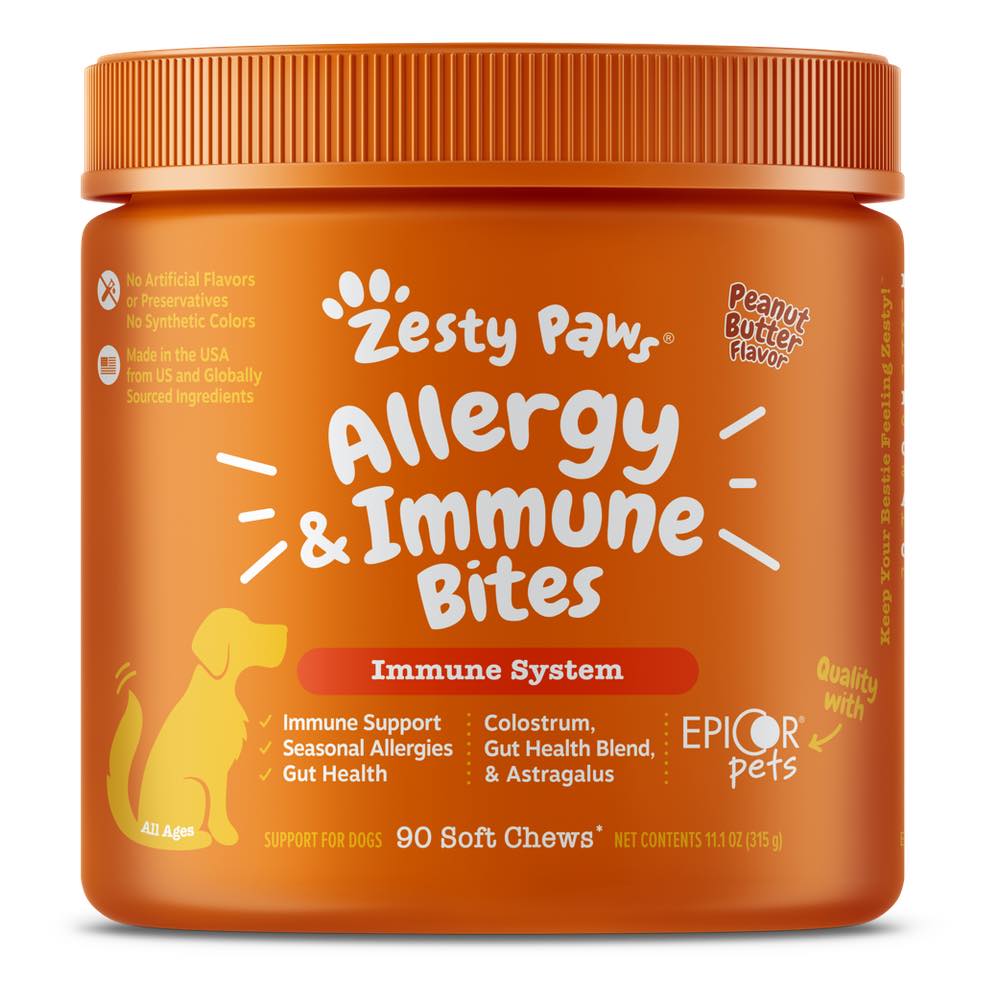 Zesty Paws Aller-Immune Bites Peanut Butter Flavor Dog Supplement Chews 90ct