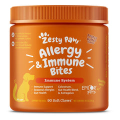 Zesty Paws Aller-Immune Bites Peanut Butter Flavor Dog Supplement Chews 90ct