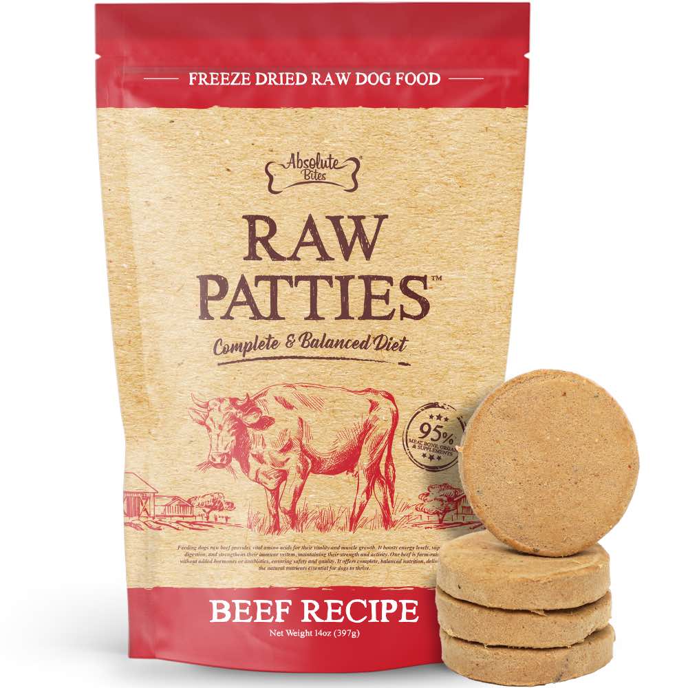 37% OFF: Absolute Bites Beef Freeze-Dried Raw Patties Dog Food 14oz