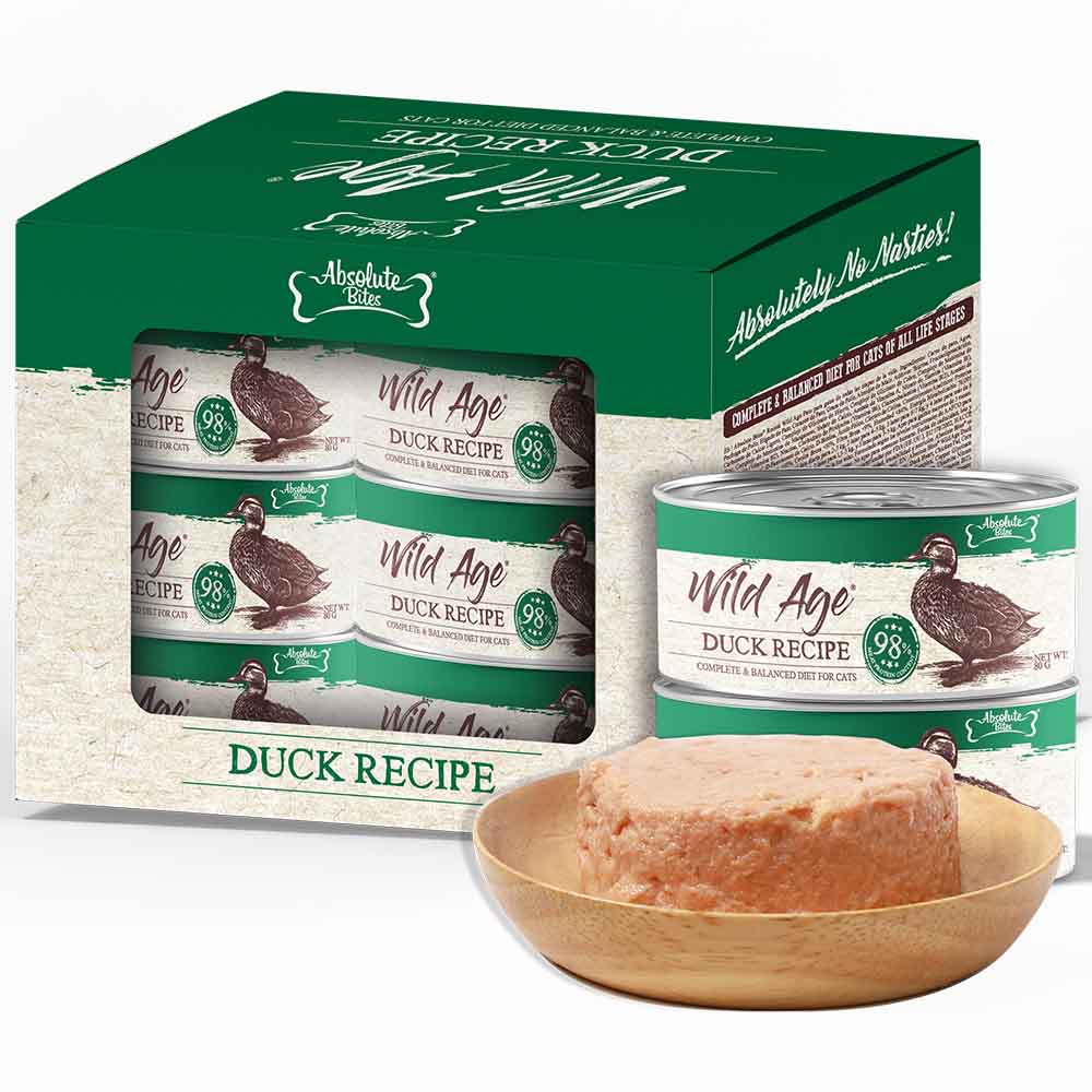 Absolute Bites Wild Age Duck Complete & Balanced Diet Canned Cat Food 80g - Box of 6