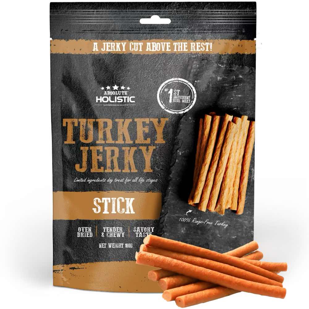 Absolute Holistic Turkey Jerky Stick Dog Treats 100g