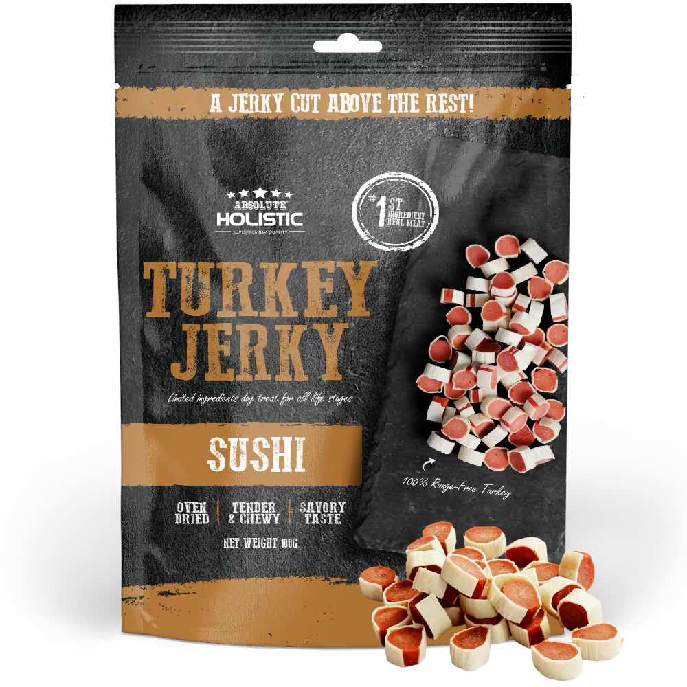 Absolute Holistic Turkey Jerky Sushi Dog Treats 100g
