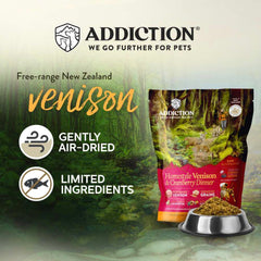 15% OFF: Addiction Homestyle Venison & Cranberry Dinner Raw Alternative Dog Food 2lb