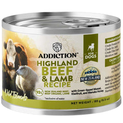 Addiction Wild Islands Highland Beef & Lamb Grain-Free Canned Dog Food 185g