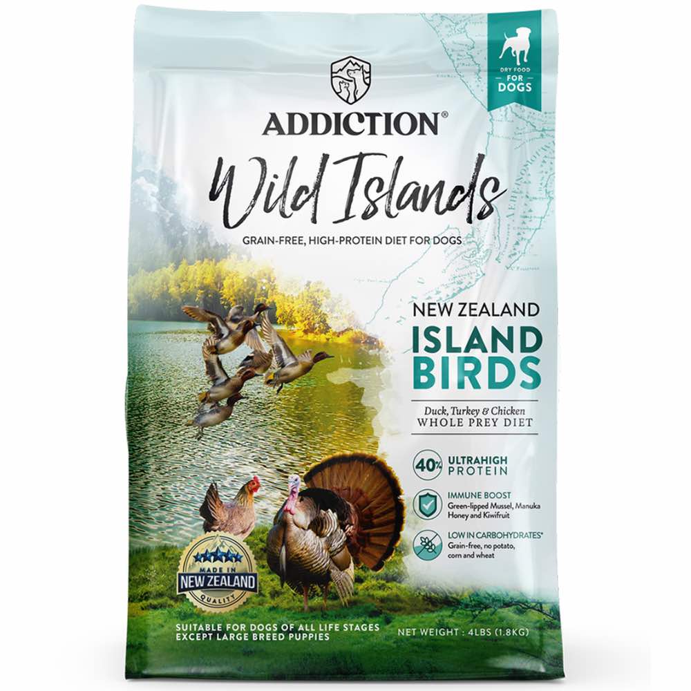 15% OFF/FREE TREATS: Addiction Wild Islands Island Birds Duck, Turkey & Chicken Grain Free Dry Dog Food