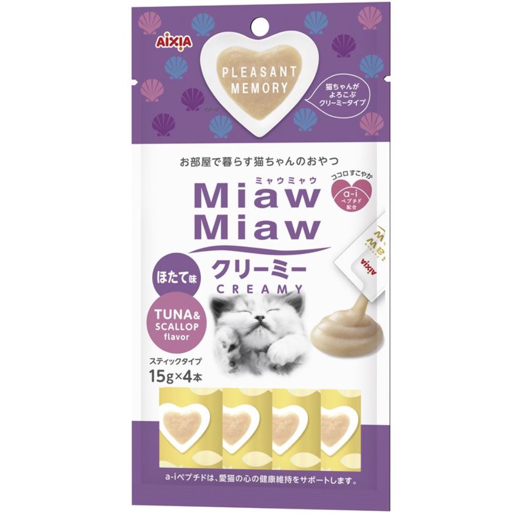 25% OFF (Exp 1Mar26): Aixia Miaw Miaw Creamy Tuna & Scallop Cat Treat 60g