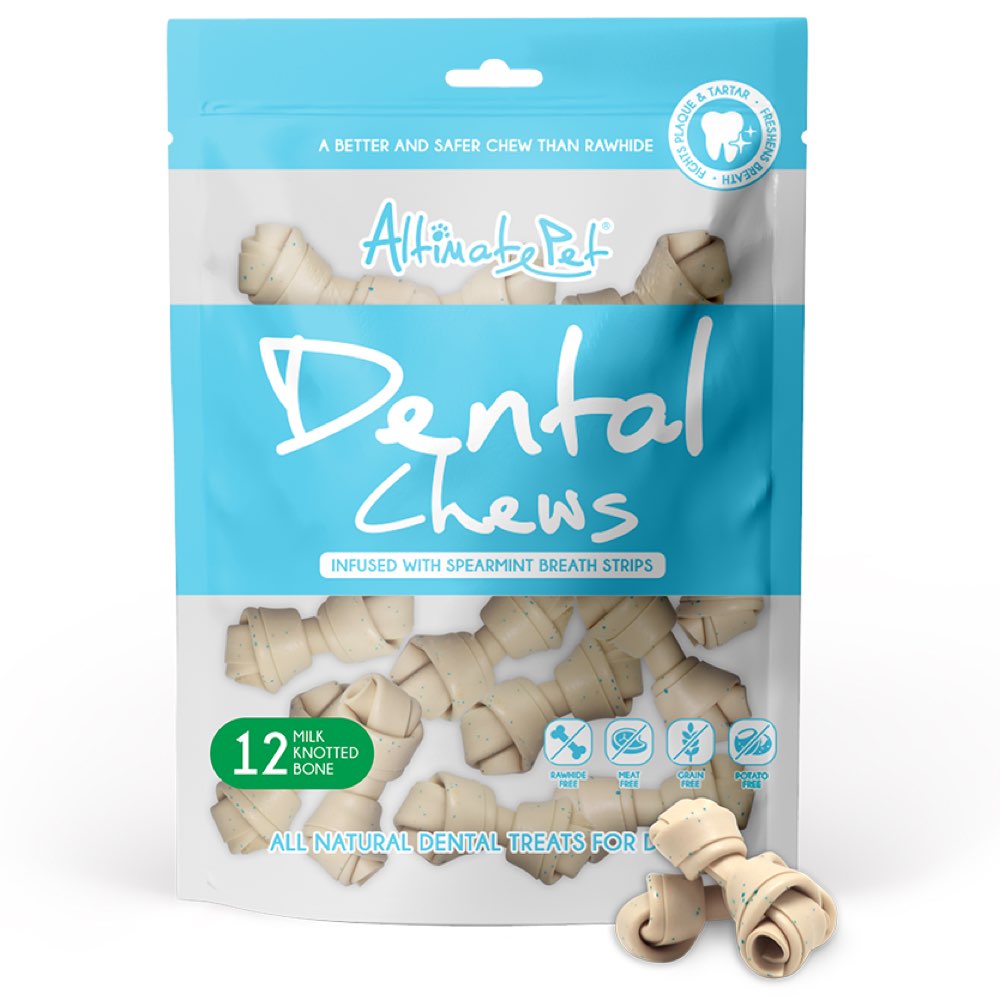 Altimate Pet Milk & Spearmint Knotted Bone Dental Dog Treats 12pc