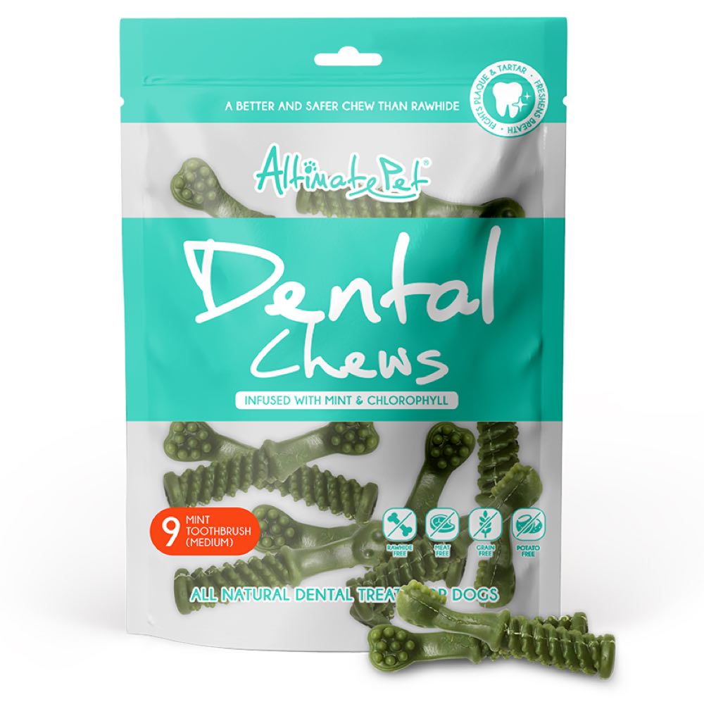 Altimate Pet Mint & Chlorophyll Toothbrush Medium Dental Dog Treats 9pc